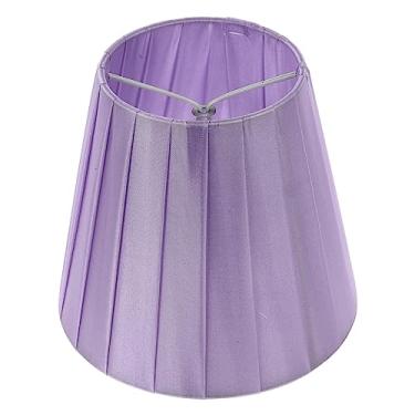 Imagem de Lurrose Abajur de pano capa de lâmpada de substituição artesanato à mão cúpula de lâmpada média para candelabro luminária de mesa (roxa)