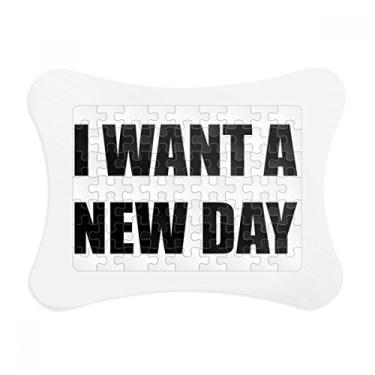 Imagem de Moldura de quebra-cabeça I Want A New Day Decoração de imagem Enfeite de jogo de quebra-cabeça