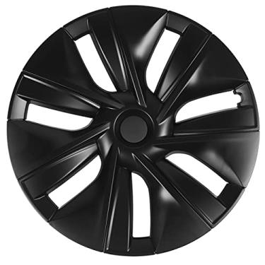 Imagem de Tampa do Cubo da Roda de 19 Polegadas, Reduz a Resistência Ao Vento Esporte Fácil Instalação Capa de Aro de Roda Resistente a Arranhões para o Modelo Y 2020 a 2023 (Preto fosco)