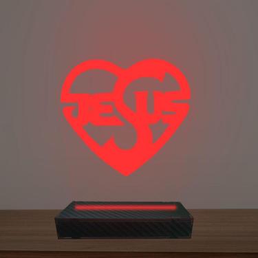 Imagem de Luminária Led 3d Jesus Coração Abajur Luxo