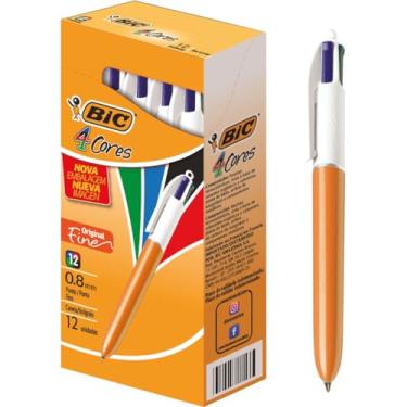 Imagem de Caneta, Bic, Esferografica, 4 Cores, Fine, Caixa com 12 Unidades