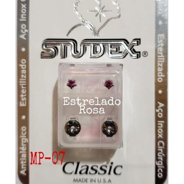 Imagem de Brinco Studex Classic 4Mm Tiffany Rosa Medio Prata