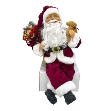 Imagem de Boneco Papai Noel Tradicional Sentado com 45cm