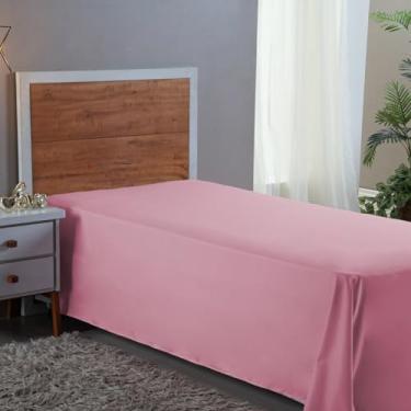 Imagem de Lençol Cama Box Solteiro 400 Fios Avulso Sem Elástico Cama Infantil Super Macio (ROSÊ)
