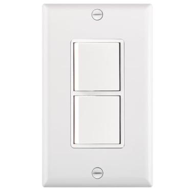 Imagem de Wengart Interruptor de decoração com combinação de balancim duplex, 120-277VAC 15A, terminal de terra, nível residencial/comercial, 2 interruptores individuais, listado pela UL, placa de parede está incluída (1)