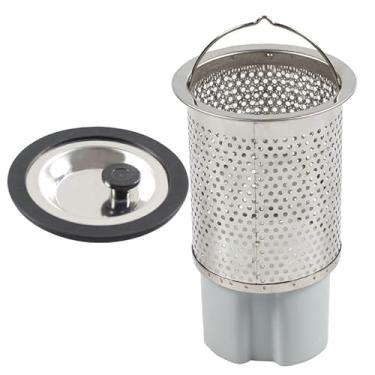 Imagem de Talea Tampa de ralo de pia de cozinha de aço inoxidável estilo japonês com filtro de pia profunda Bakset QS122C007