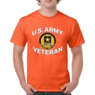 Imagem de Camiseta US Army Veteran Soldier for Life Military Pride DD 214 Patriotic Armed Forces Gear Licenciada Masculina, Laranja, P