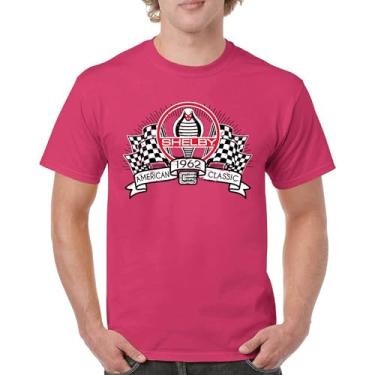 Imagem de Camiseta masculina Shelby American Classic Vintage Mustang Cobra Racing GT500 GT350 Muscle Car Powered by Ford 1962, Rosa choque, GG