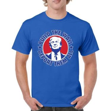 Imagem de Camiseta masculina Donald Trump 2024 Build The Wall Deport Them All MAGA America First FJB Republican President 47, Azul, M