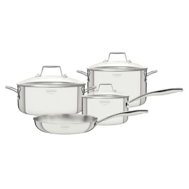Imagem de Jogo de Panelas Grano 4 Peças em Aço Inox com Corpo Triplo e Tampa de Vidro Tramontina 65140/004