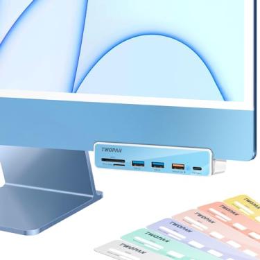 Imagem de TWOPAN Adaptador USB C Hub 6 em 1 para iMac, com USB 3.0, SD, MicroSD e 7 Painéis de Cores