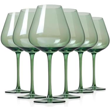 Imagem de Physkoa Conjunto de taças de vinho verde sálvia de 170 a 510 g, haste longa, tamanho universal para vinho branco e tinto - decoração de mesa verde legal para decoração de casamento