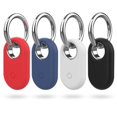 Imagem de Pacote com 4 suportes Smarttag2 compatíveis com Samsung Galaxy SmartTag2, capa de silicone macio, proteção completa contra arranhões e quedas, com chaveiro adequado para chaves, bolsas, bagagem e