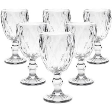 Imagem de Kit 6 Taças Diamond Vidro Transparente Para Vinho Luxo Resistente 330ml