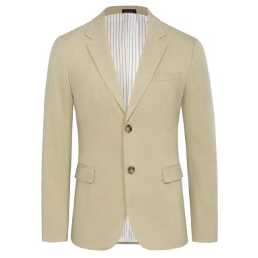 Imagem de GRACE KARIN Blazer casual masculino slim fit jaqueta esportiva leve com dois botões, Caqui, XX-Large