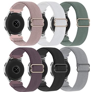 Imagem de Farluya Pacote com 6 pulseiras de relógio compatíveis com Samsung Galaxy Watch 3 de 45 mm/Galaxy Watch de 46 mm/Gear S3 Frontier, pulseiras ajustáveis de nylon elástico de 22 mm para homens e mulheres