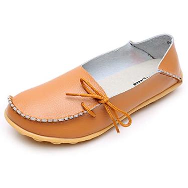 Imagem de Mocassim feminino VenusCelia respirável e confortável para caminhadas no escritório, Tan, 5