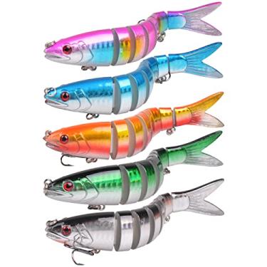 Imagem de Kit de iscas de pesca robóticas, 5 peças, isca de natação multiarticulada para robalo, truta, tipo Walleye, pique, isca de natação biônica 3D para água doce e salgada