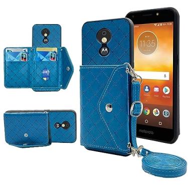 Imagem de Furiet Capa carteira compatível com Moto E5 Play E 5 Cruise 5E Go com alça de ombro transversal e suporte de couro para cartão de crédito capa para celular Motorola MotoZ3 Z 3 3Z Z3play azul