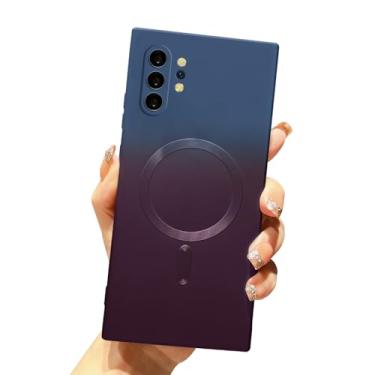 Imagem de CIOMIO Capa magnética para Samsung Galaxy Note 10 Plus, compatível com MagSafe, capa de silicone gradiente à prova de choque para lente de câmera para Galaxy Note 10 Plus de 6,8 polegadas (azul