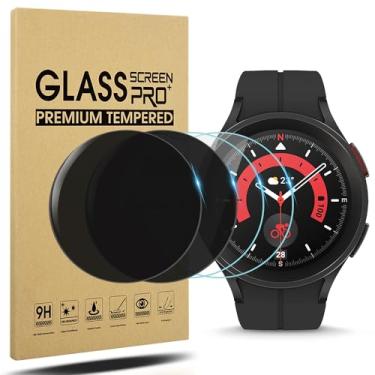 Imagem de Suoman Pacote com 2 + 2 protetores de tela para Samsung Galaxy Watch 5 Pro de 45 mm, [antiespiar] Protetor de vidro temperado HD ultrafino para smartwatch Samsung Galaxy Watch 5 Pro de 45 mm