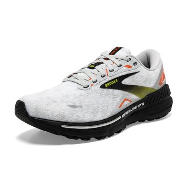 Imagem de Brooks Tênis de corrida masculino Adrenaline GTS 23 com suporte, Ostra/Preto/Vermelho Laranja, 11