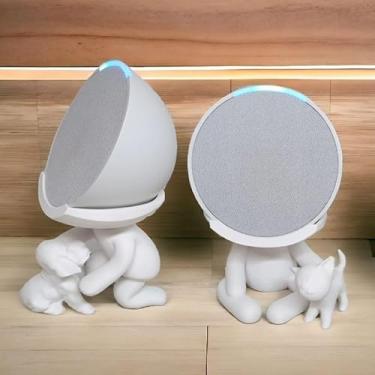 Imagem de Suporte Alexa Echo POP. Tema Robert Plant Violão, Gato, cachorro, família entre outros - Presente, decoração criativa, música, som, stand de mesa Amazon