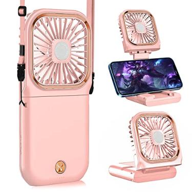 Imagem de Allxin Ventilador de pescoço portátil mini silencioso, portátil, pessoal, dobrável, USB, recarregável, operado para casa, escritório, viagens ao ar livre, carregador portátil de 3000 mAh, ventiladores