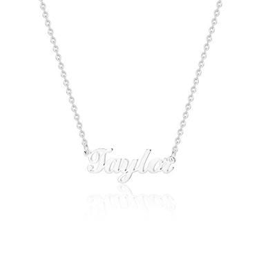 Imagem de Hidepoo Colar com nome personalizado – Colar com pingente de nome personalizado de aço inoxidável, corrente delicada com nome de letra, joias personalizadas, presentes para mulheres e meninas, Aço