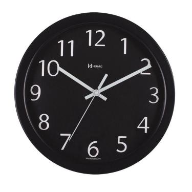 Imagem de Relógio De Parede Alumínio 30cm Preto Herweg 6719 Amarelo