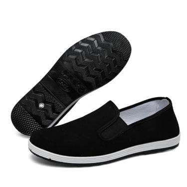 Imagem de MUQGAOP Tai Chi Sapatos chineses sapatos antigos de Pequim sapatos de artes marciais sapatos de pano kung fu sapatos mocassins lona unissex, Preto e branco, 6.5 Women/5 Men