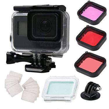 Imagem de Capa de proteção à prova d'água para Gopro Hero7 Hero 6 Hero 5 Hero 2018 Preto, com acessórios antiembaçamento adequados para fotografia de mergulho debaixo d'água 45 m, GOPRO Housing and GoPro Filter