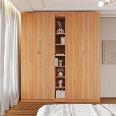 Imagem de Guarda-roupa Modulado 4 Portas 3 Peças Hera Cabecasa Madeiramadeira Louro/Cinza