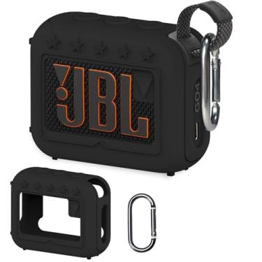 Imagem de XEGIMOR Capa de silicone compatível com alto-falante Bluetooth ultra portátil JBL Go 4, capa macia para acessórios de alto-falante JBL Go 4 Pro Sound (capa preta)