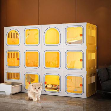 Imagem de Caixas para gatos ao ar livre, gaiola para gatos com grande espaço, casa para gatos multiuso de luxo, caixa para gatos interna de madeira para uso externo e interno, pode acomodar vários gat