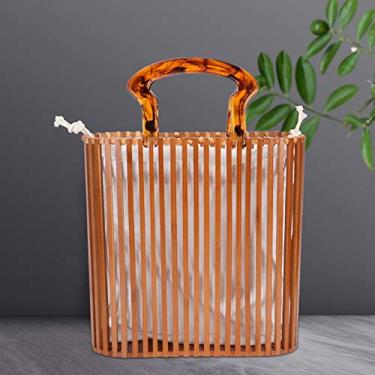 Imagem de Bolsa de Bambu Moderna, Bolsa de Bambu Tecida à Mão, Bolsa de Bambu, Bolsa de Bambu, Bolsa de Verão, Praia, Sacola para Compras de Férias e Viagens