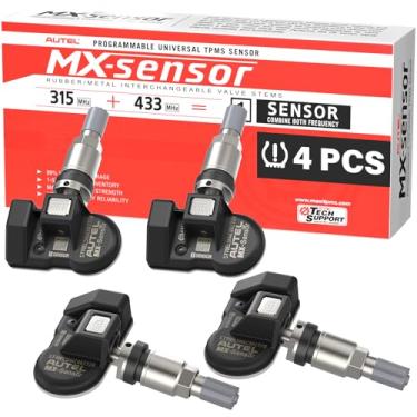 Imagem de Autel Conjunto de 4 sensores TPMS, sensor 1MX de 5.1 cm, 315 MHz + frequência dupla de 433 MHz, sensor OEM de substituição 100% programável, funciona com a ferramenta Autel TPMS TS408S TS501 TS508WF