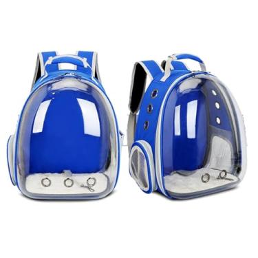 Imagem de Mochila De Transporte Pet Visão 360 Panoramica Gato Cão Cor Azul