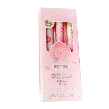 Imagem de 3 peças/caixa -0,5 mm desenho animado bonito caneta neutra cabeça ST secagem rápida caneta neutra preta - suco de pêssego A (conjunto de 3)