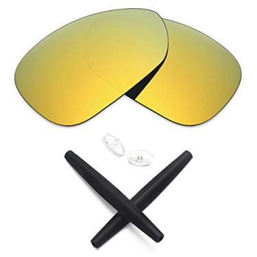 Imagem de Lentes de reposição e kits de borracha Mryok para óculos de sol Oakley Crosshair 1.0 (2005), 24k Gold Polarized Lenses & Black Rubber Kits, One Size