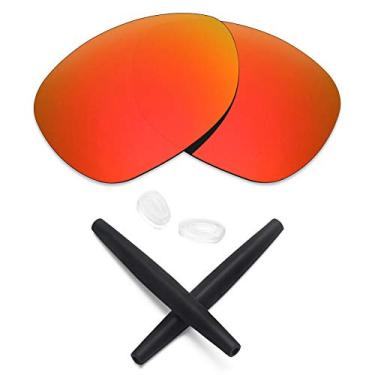 Imagem de Lentes de reposição e kits de borracha Mryok para óculos de sol Oakley Crosshair 2012, Fire Red Polarized Lenses & Black Rubber Kits, One size