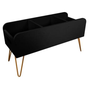 Imagem de Porta Livros Infatil Estante Decorativa Revisteiro Read - Dourado/preto