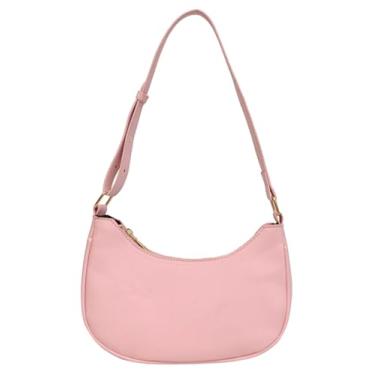 Imagem de Bolsas de ombro pequenas crescentes para mulheres, linda bolsa de mão mini clutch underarm, rosa