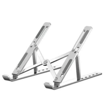 Imagem de Suporte Para Notebook Portátil De Mesa Prata Ajustável Apoio - Bc Bora