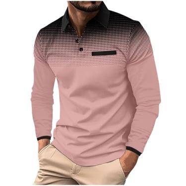 Imagem de Pulôver masculino de manga comprida gradiente atlético, moderno, confortável, casual, blusa clássica de outono para trilhas, camiseta diária, Y2 - rosa, M