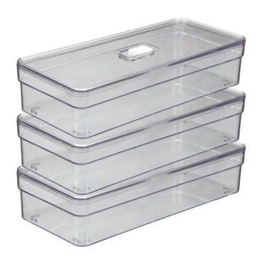 Imagem de Organizador Retangular Porta Alimentos Com Tela Branca - 3 UN - PLASTU