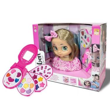 Imagem de Kit Busto Boneca Loira 23cm C/ Paleta de Maquiagem Chick Phone My Best
