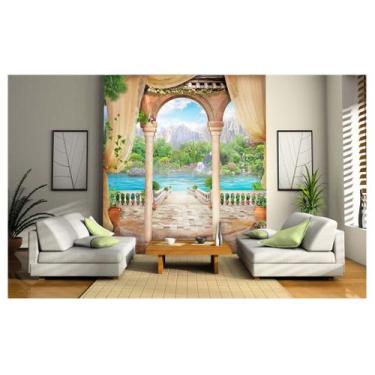 Imagem de Papel De Parede Paisagem Digital Lago Varanda  Dav61 - Você Decora