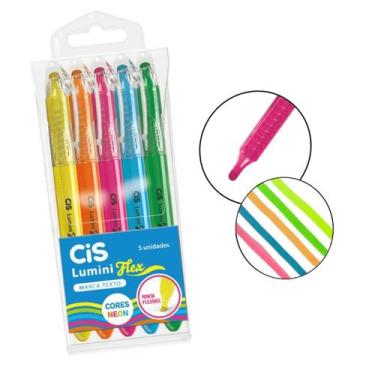 Imagem de Marca Texto Cis Lumini Flex Estojo c/5 Cores Neon
