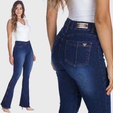 Imagem de Calça Jeans HNO Jeans Flare Com Barra Desfiada Azul, 46